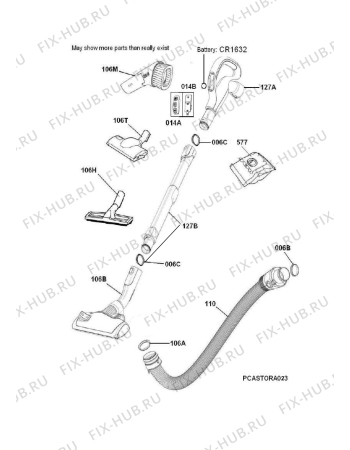 Взрыв-схема пылесоса Electrolux ZUC4102PET - Схема узла Accessories